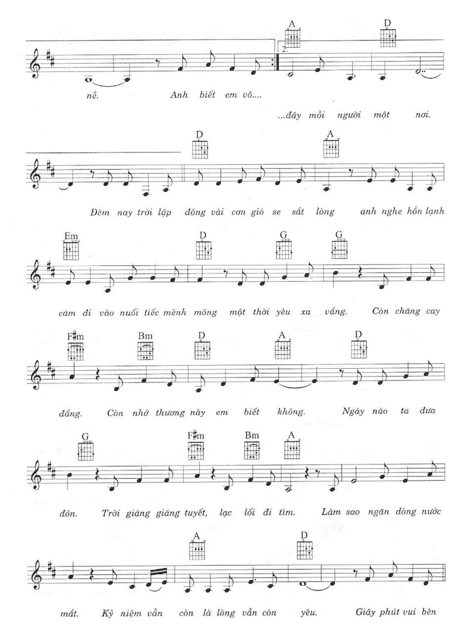 Sheet nhạc Mùa Xuân Không Còn Nữa 2